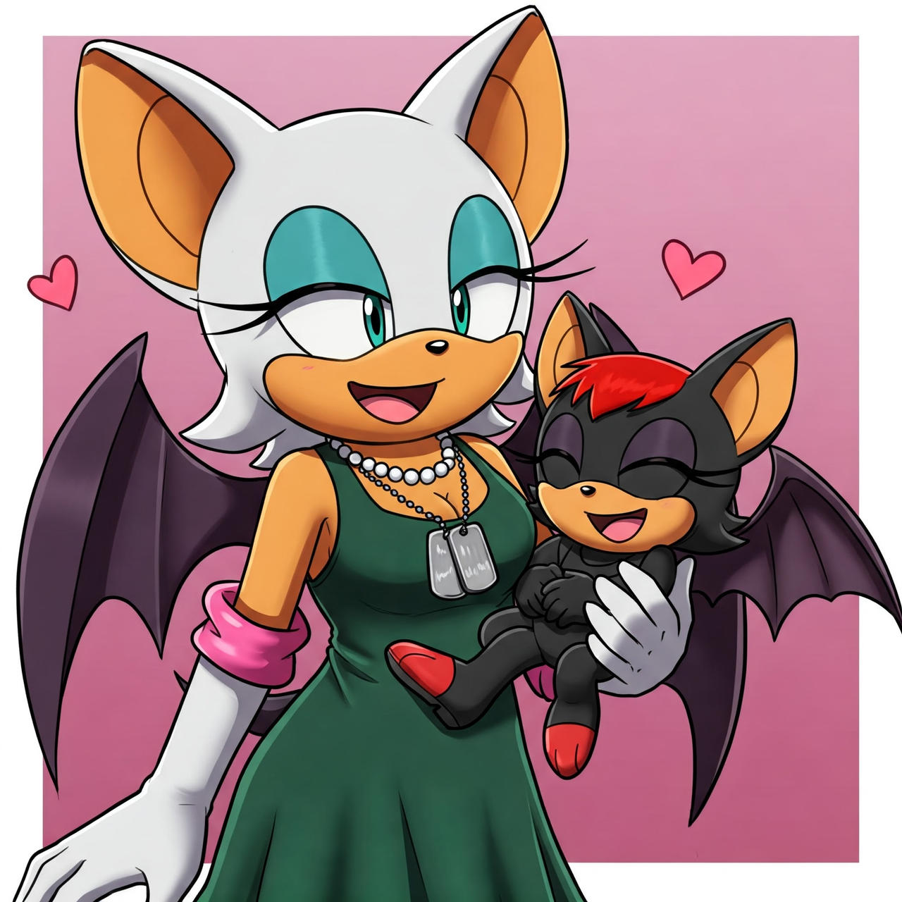 rouge the bat carrying her daughter