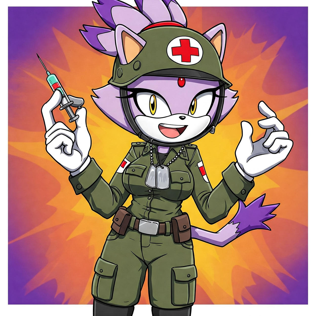 Blaze the Cat military nurse