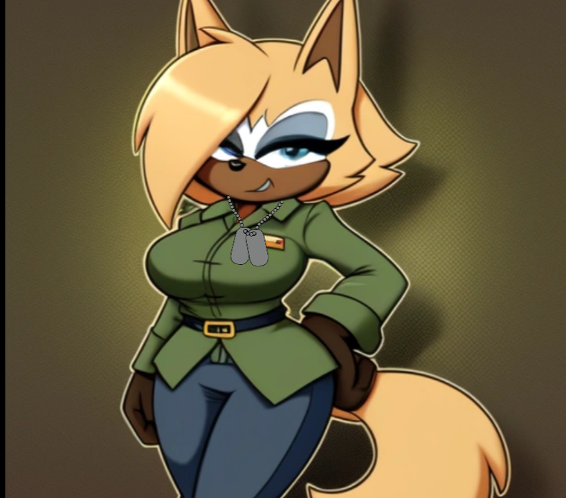 Whisper the Wolf dressed military
