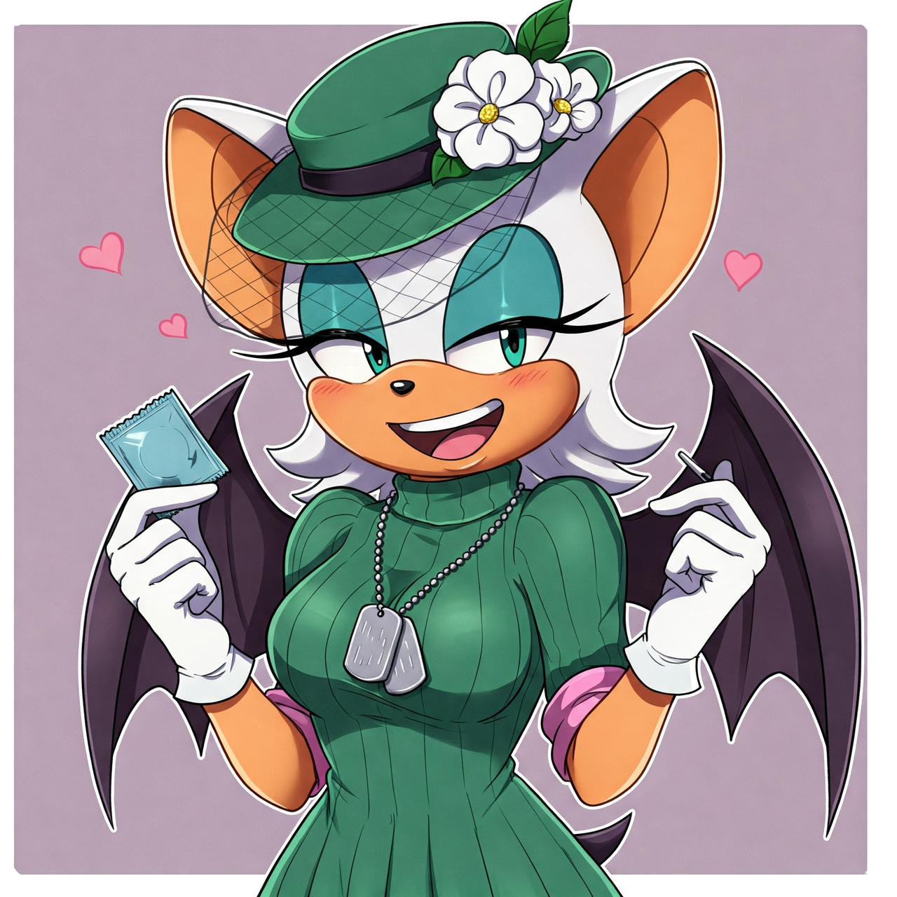 rouge the bat green dress