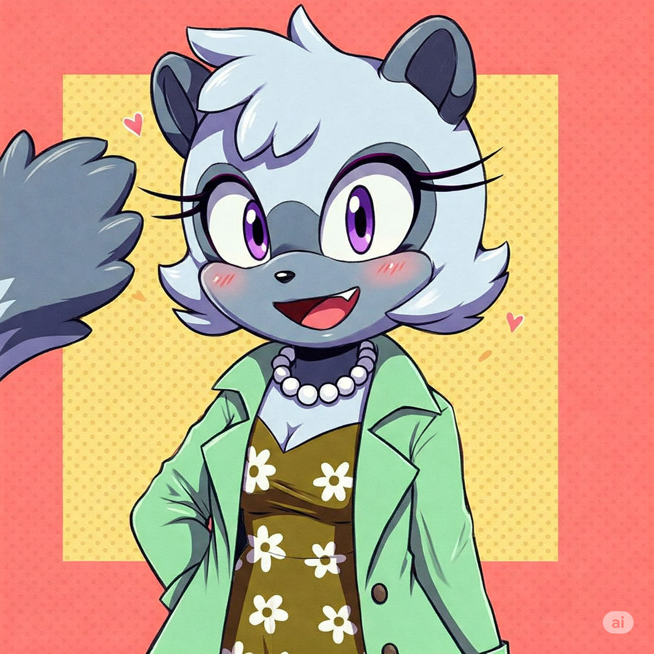 Tangle The lemur dressed in a green trench coat