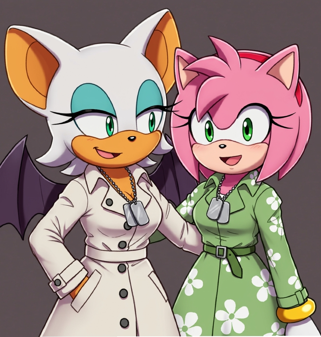 rouge The bat with her friend amy rose