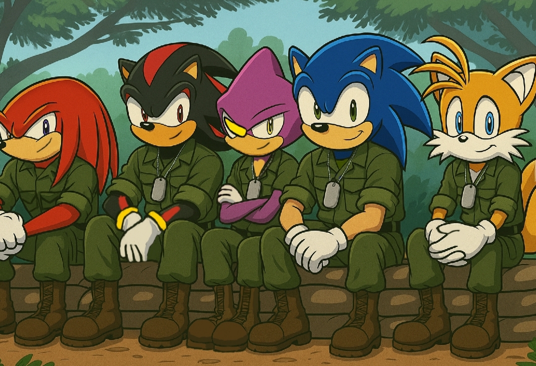 Sonic and his military friends