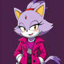 Blaze the cat dressed in a pink trench coat