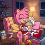 Amy Rose eating popcorn