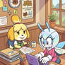 isabelle and Jewel working in the office