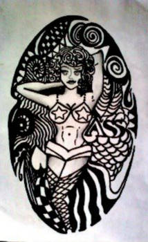 Pin up tattoo outline