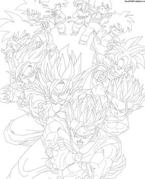 The Evolution of Goku and Gohan Lineart