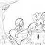 Gardevoir and Cinccino In the Meadow Sketch