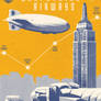 Vintage Art Deco Airship Travel Aviation Poster
