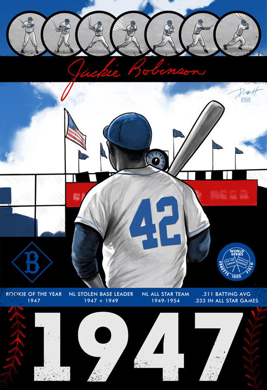 1947 Jackie Robinson Dodgers by PaulRomanMartinez on DeviantArt