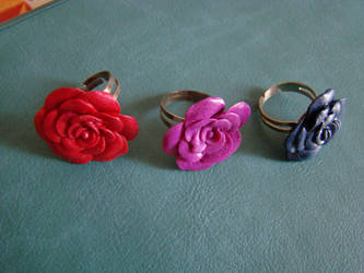 Polymer clay flower rings