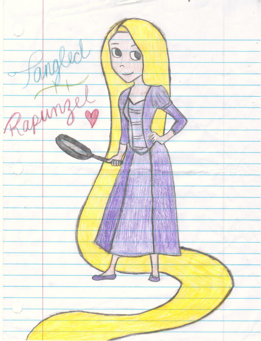 Rapunzel with her frying pan