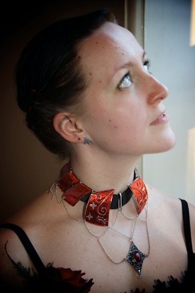 Enameled collar necklace