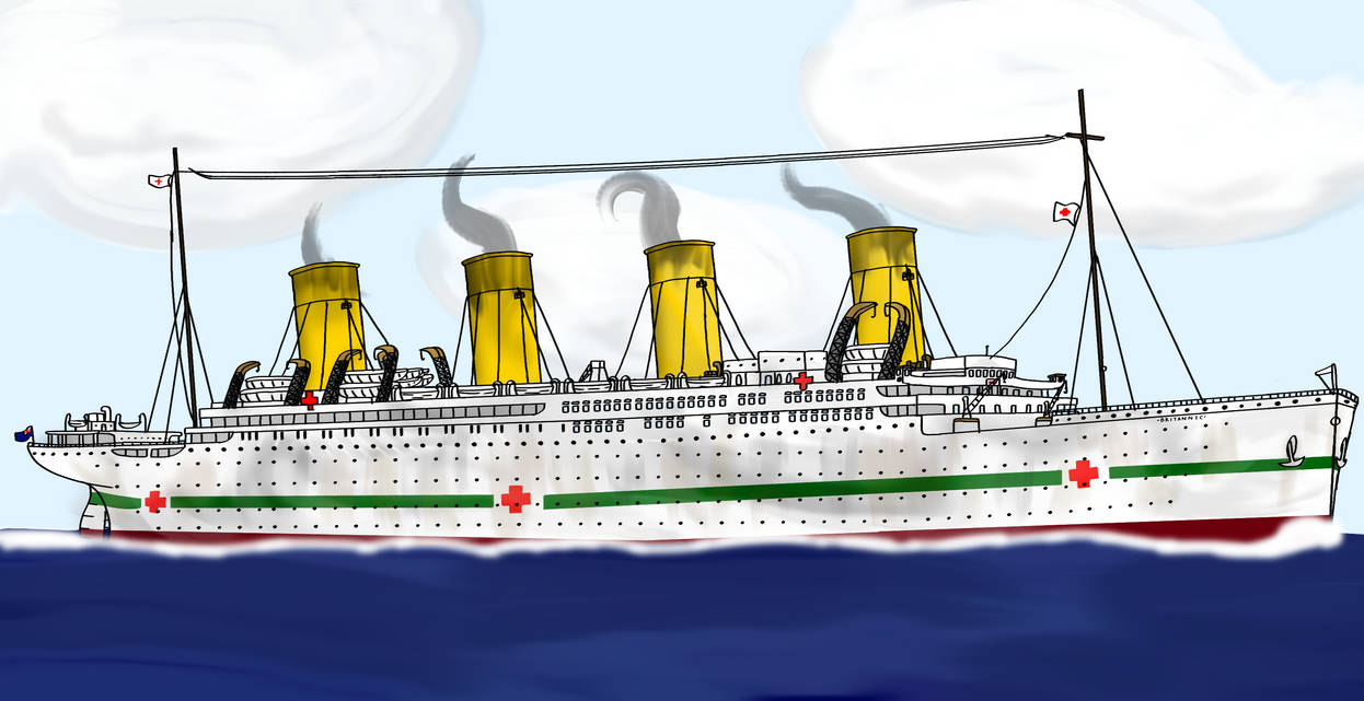 Britannic Colorized HMHS Britannic Out At Sea by RMSOlympic1935 on DeviantArt