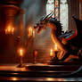 Dragon in castle steps