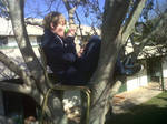 Stole my teachers chair and placed it in a treetop by JessicaYin