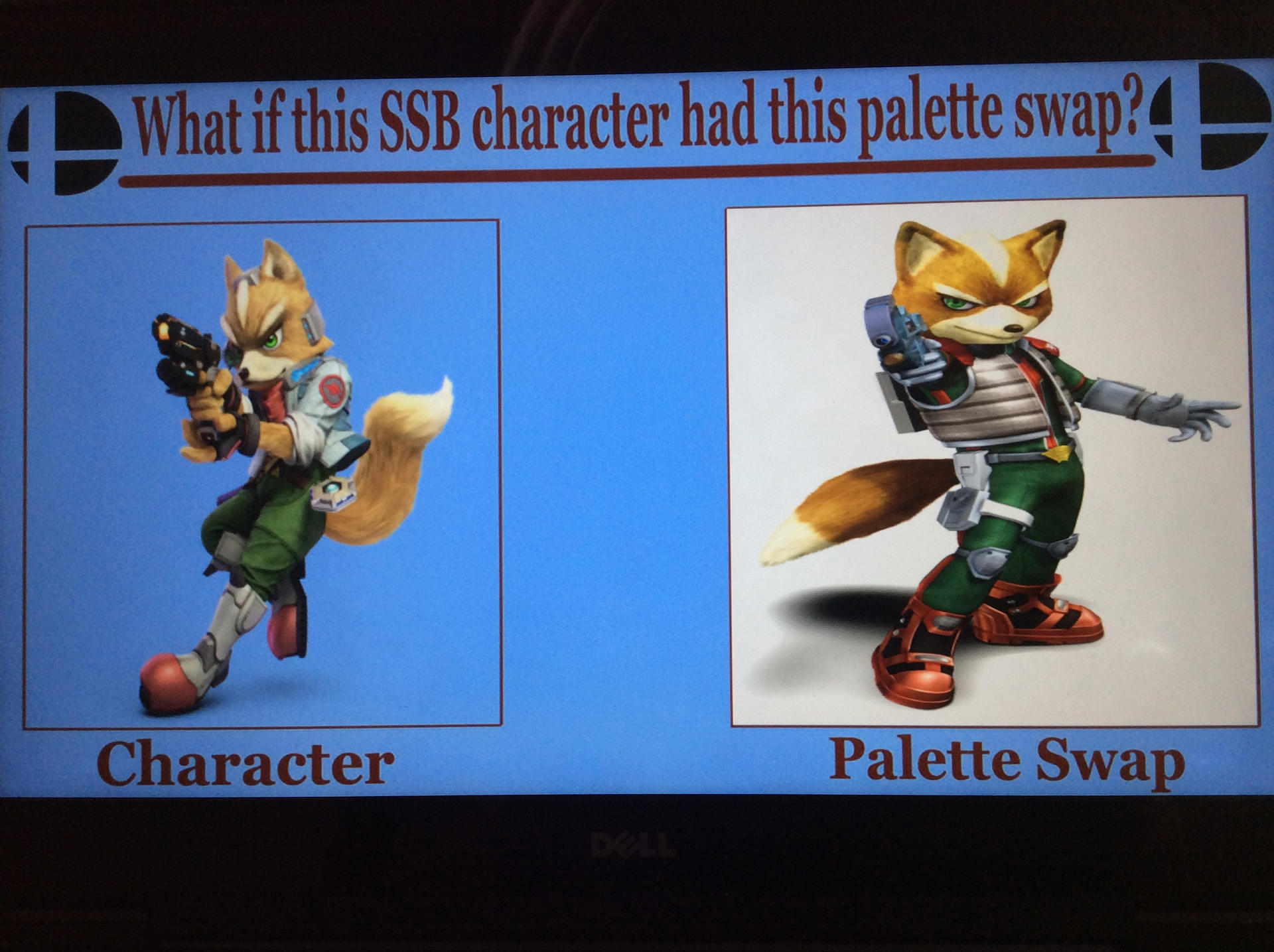 Swapped Fox smash bros Palette swap: fox by theartdragon27 on DeviantArt