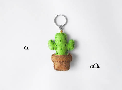 Felt cactus keychain