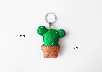 Succulent felt keychain