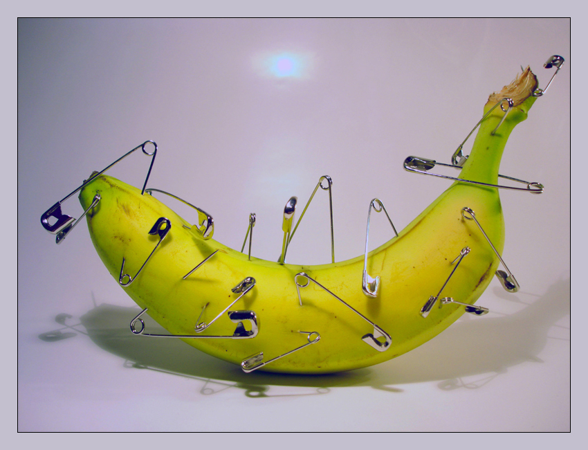 pierced side of banana