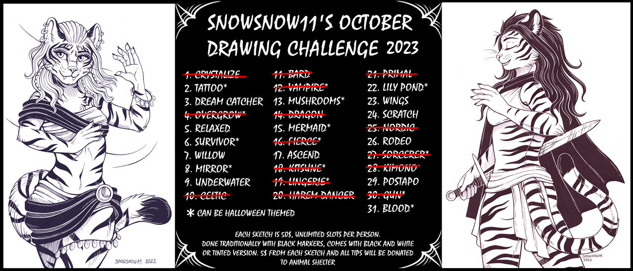 October drawing challenge 2023 - OPEN by SnowSnow11 on DeviantArt