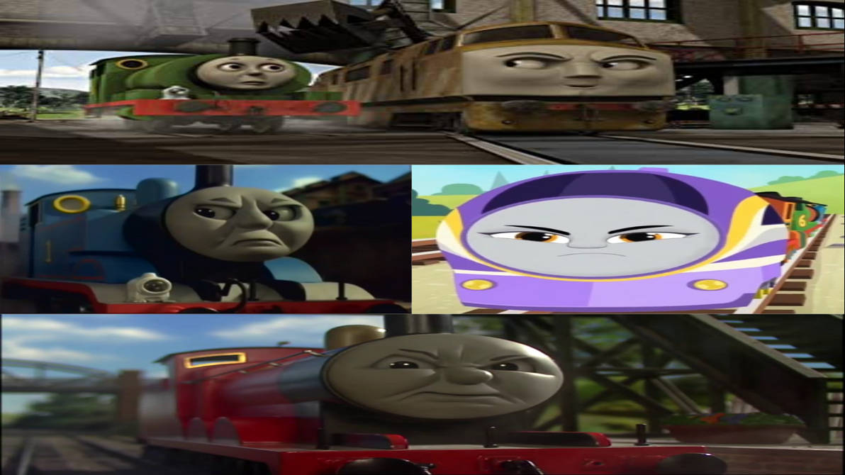 Thomas, James, and Kana are angry at Diesel 10 by zmcdonald09 on DeviantArt