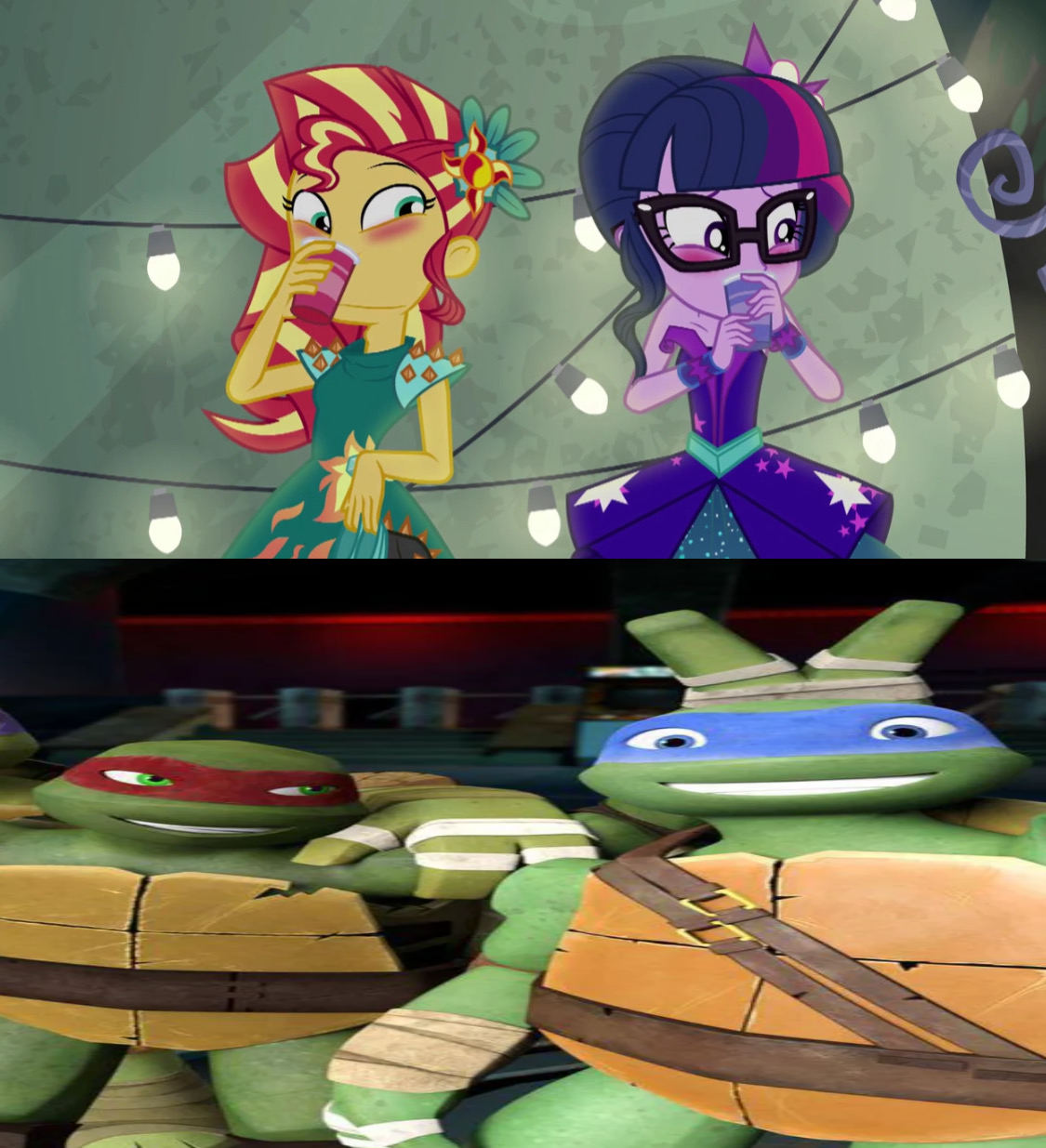 Sci-Twi and Sunset has a crush on Leo and Raph by zmcdonald09 on DeviantArt