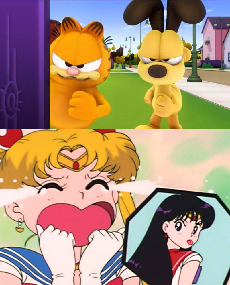 Rei makes Usagi cry Angers Garfield and Odie by zmcdonald09 on DeviantArt