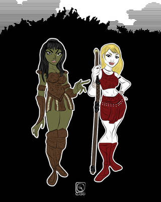 Elphaba and Glinda as Xena and Gabrielle by Nonagesimal