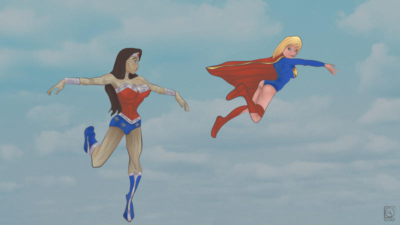 A 52 moment with Wonder Woman and Supergirl