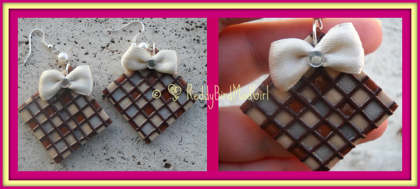 Heart Squared (only earrings) White/Brown Version