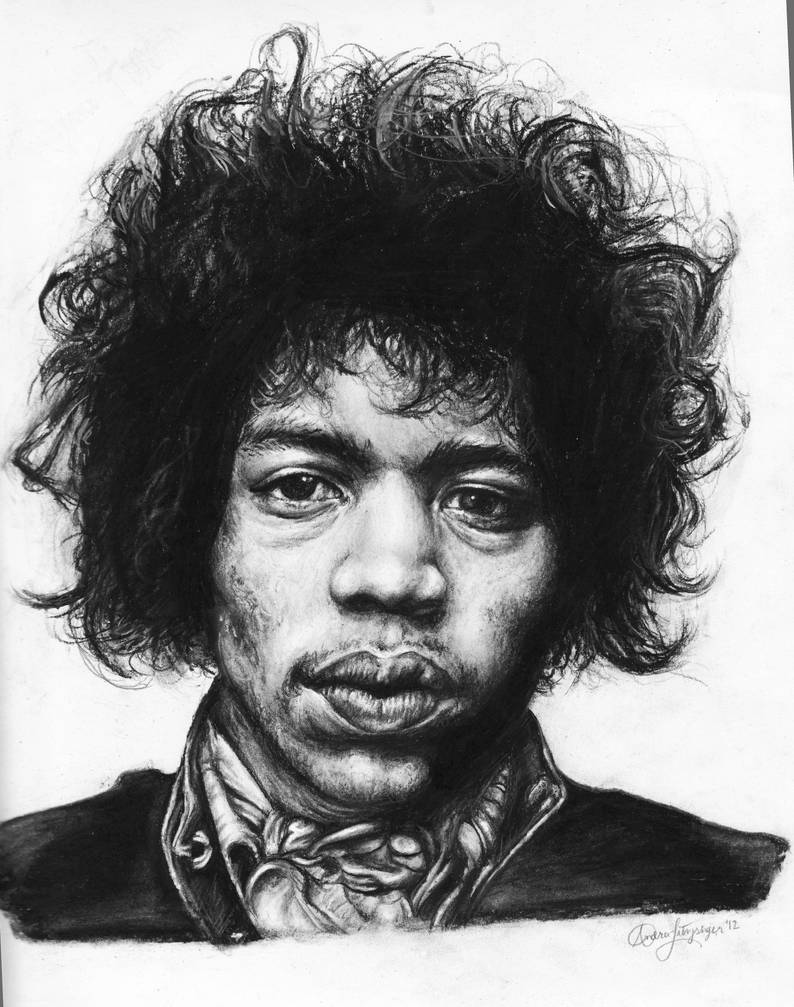 Jimi Hendrix Charcoal Drawing by alitzs on DeviantArt