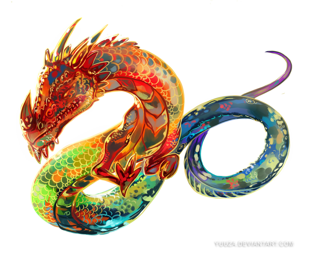 Rainbow dragon tattoo art by Yuuza on DeviantArt