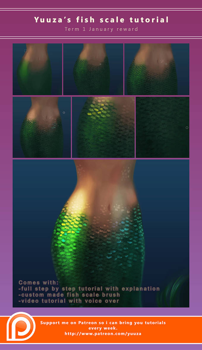 Fish scale tutorial by Yuuza on DeviantArt