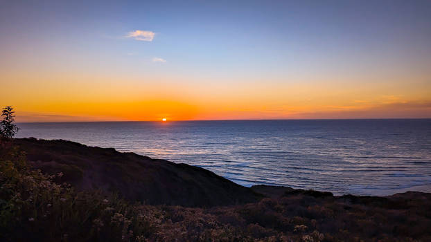Sunset over the Point Loma coastline