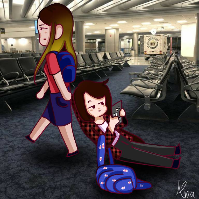 My mom dragging me thru the airport by Ana-Aninhas on DeviantArt