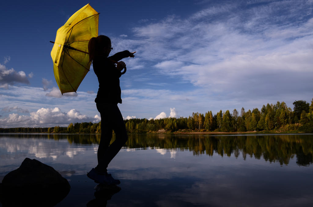 Girl and umbrella