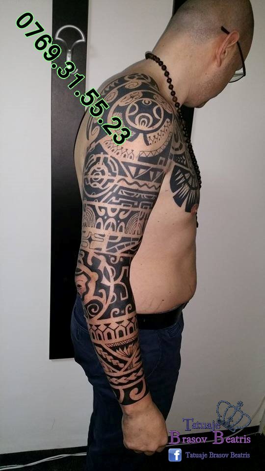 Maori tattoo full sleeve by Tatuaje Brasov Beatris