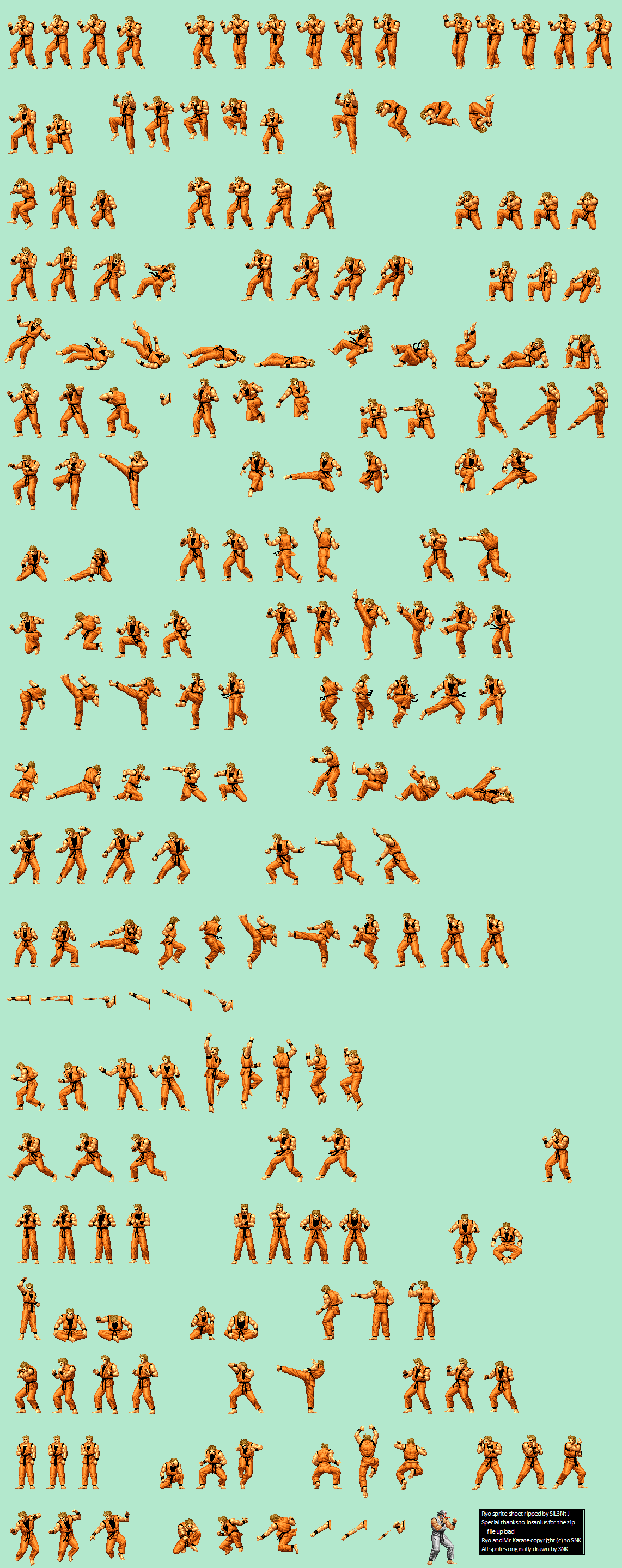 Ryo Sakazaki - KOF 94 Sprite Sheet by siil3ntj on DeviantArt