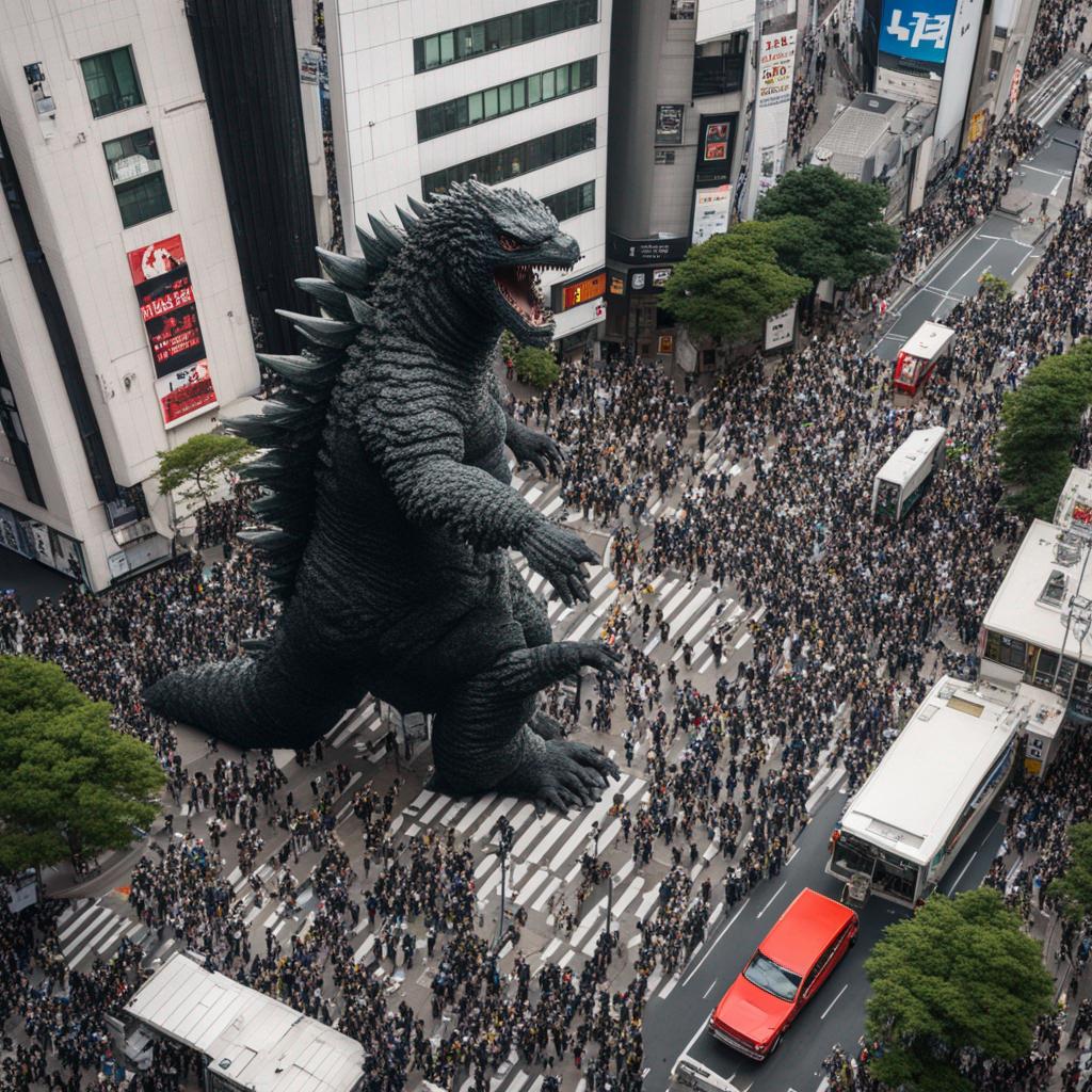 Godzilla Ramp Godzilla Trampling Buildings In Shibuya Crossing by chrismokelky222 on ...