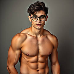 Sexy shirtless nerd