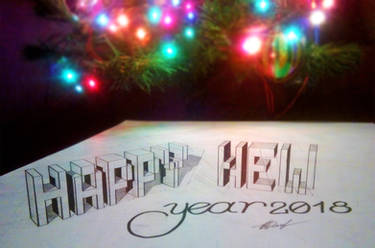 3D drawing. Happy New Year