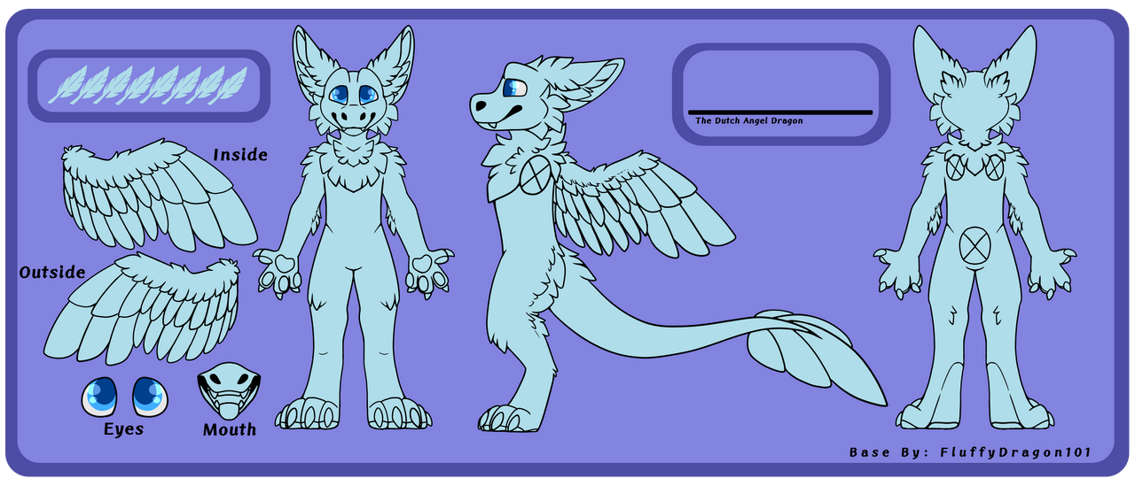 F2U Dutch Angel Dragon Reference Sheet Base by FluffyDragon101 on