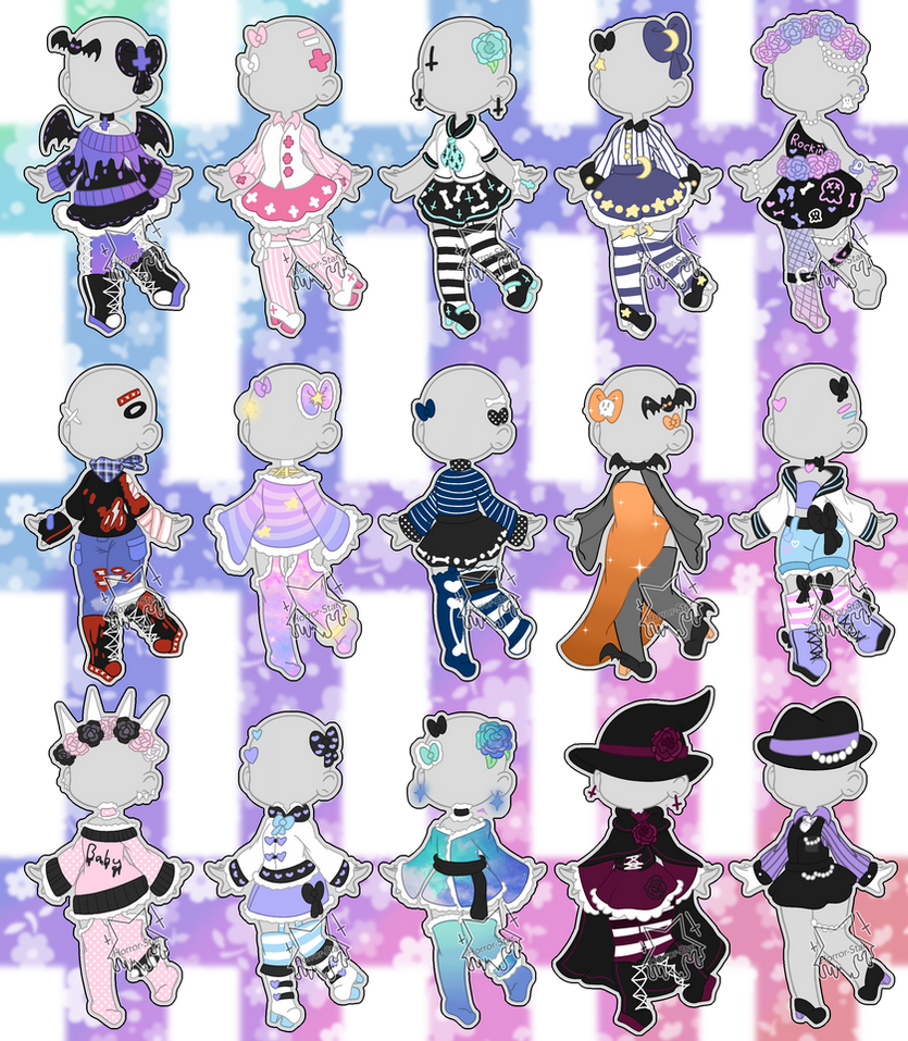ON SALE Mixed Outfit Adopts (closed) by spookiigalaxii on DeviantArt