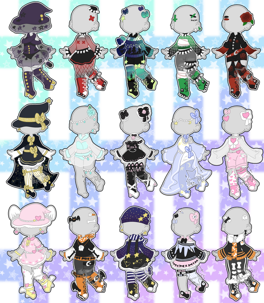 Mixed Outfit Adopts (closed) by spookiigalaxii on DeviantArt