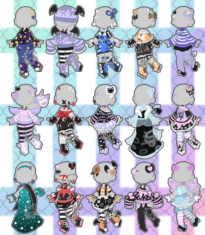 Mixed Outfit Adopts (closed) by spookiigalaxii on DeviantArt