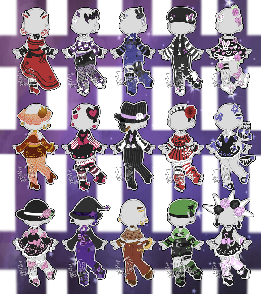 Mixed Outfit Adopts (closed!) by spookiigalaxii on DeviantArt