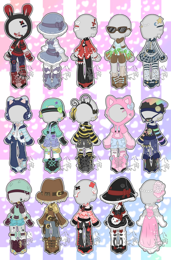 Mixed Outfit Adopts (closed!~) by spookiigalaxii on DeviantArt