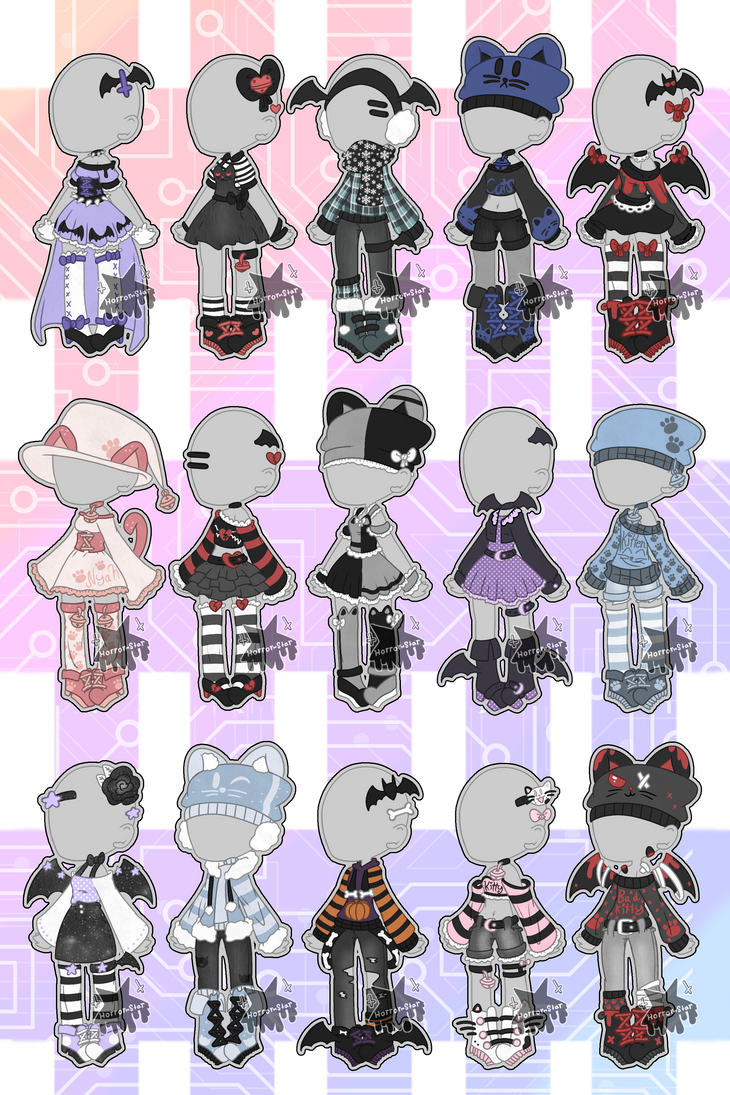Bats n Cats Outfit Adopts (closed!~) by spookiigalaxii on DeviantArt